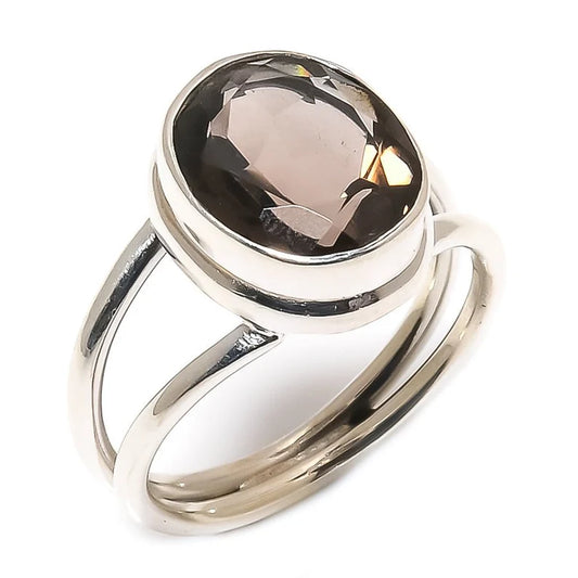Natural Smoky Quartz Ring | Handmade Gemstone Jewelry Ring | 925 Sterling Silver Ring | Smoky Quartz Vintage Ring